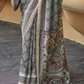 Printed Silk Blend Saree with Artistic Traditional Motifs
