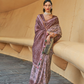 Printed Silk Blend Saree with Artistic Traditional Motifs