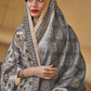 Printed Silk Blend Saree with Artistic Traditional Motifs
