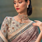 Printed Silk Blend Saree with Artistic Traditional Motifs