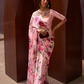 Digital Printed Satin Creep Saree with Smooth Silken Drape