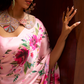 Digital Printed Satin Creep Saree with Smooth Silken Drape