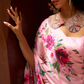 Digital Printed Satin Creep Saree with Smooth Silken Drape