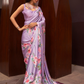 Digital Printed Satin Creep Saree with Smooth Silken Drape