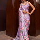 Digital Printed Satin Creep Saree with Smooth Silken Drape