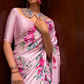 Digital Printed Satin Creep Saree with Smooth Silken Drape