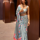Digital Printed Satin Creep Saree with Smooth Silken Drape
