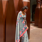Digital Printed Satin Creep Saree with Smooth Silken Drape
