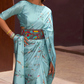 Digital Printed Satin Creep Saree with Smooth Silken Drape