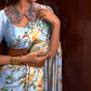 Digital Printed Satin Creep Saree with Smooth Silken Drape
