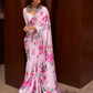 Digital Printed Satin Creep Saree with Smooth Silken Drape