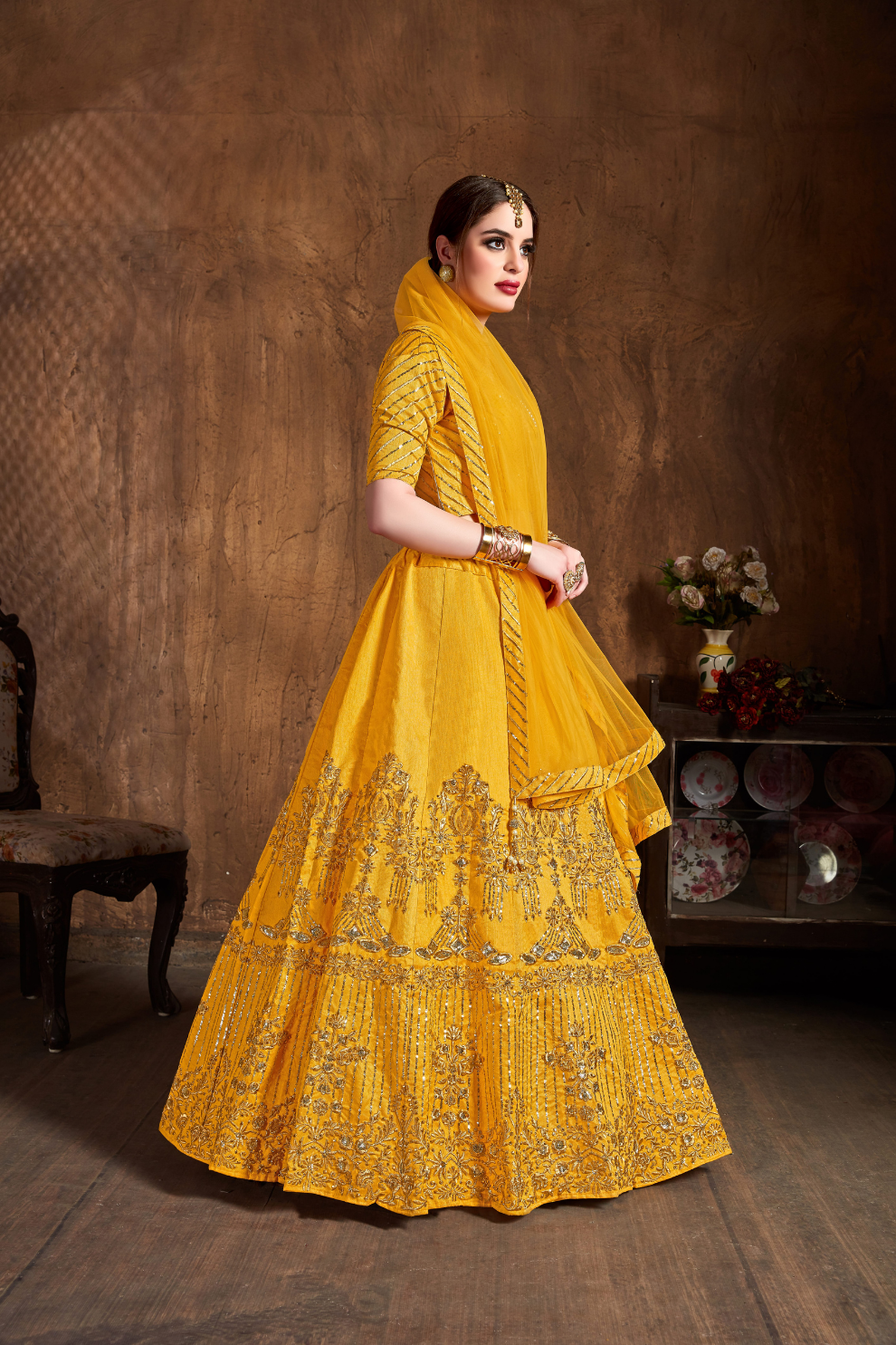 Elegant Dori, Badla & Sequins Embroidered Lehenga Set