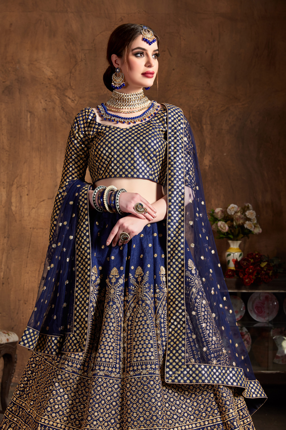 Elegant Dori, Badla & Sequins Embroidered Lehenga Set