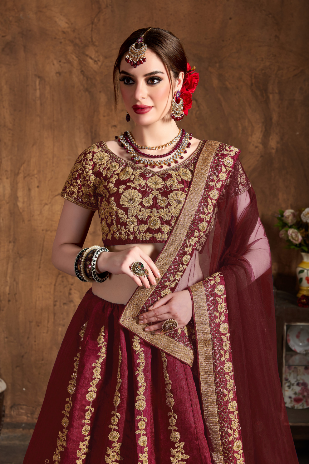 Elegant Dori, Badla & Sequins Embroidered Lehenga Set