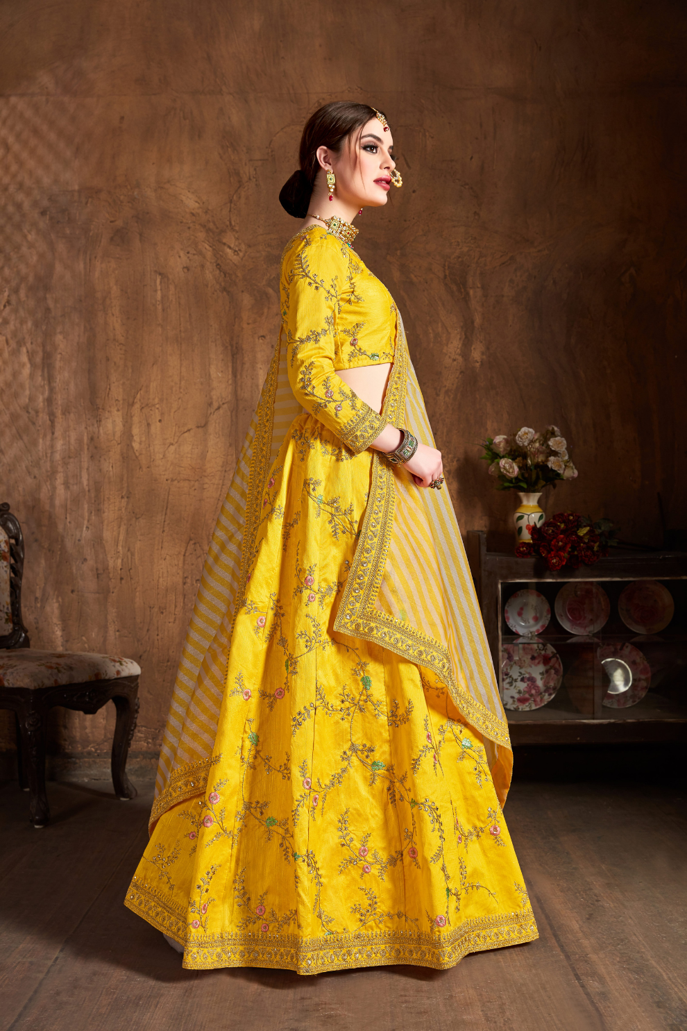 Elegant Dori, Badla & Sequins Embroidered Lehenga Set