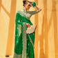 Daani Georgette Saree with Foil Print and Aqua Finish