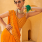 Daani Georgette Saree with Foil Print and Aqua Finish