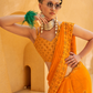 Daani Georgette Saree with Foil Print and Aqua Finish
