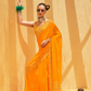 Daani Georgette Saree with Foil Print and Aqua Finish