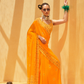Daani Georgette Saree with Foil Print and Aqua Finish