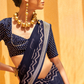 Daani Georgette Saree with Foil Print and Aqua Finish