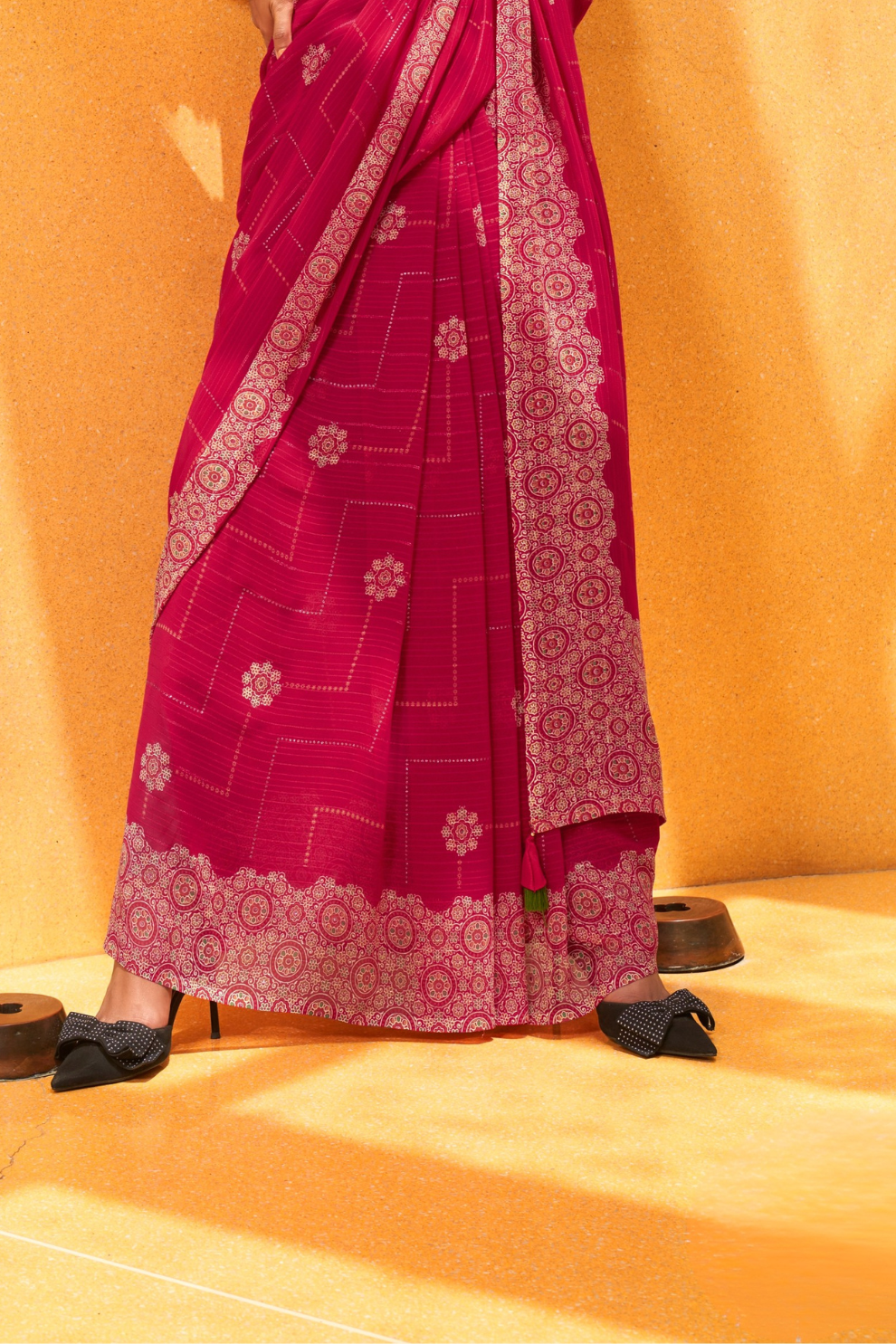 Daani Georgette Saree with Foil Print and Aqua Finish