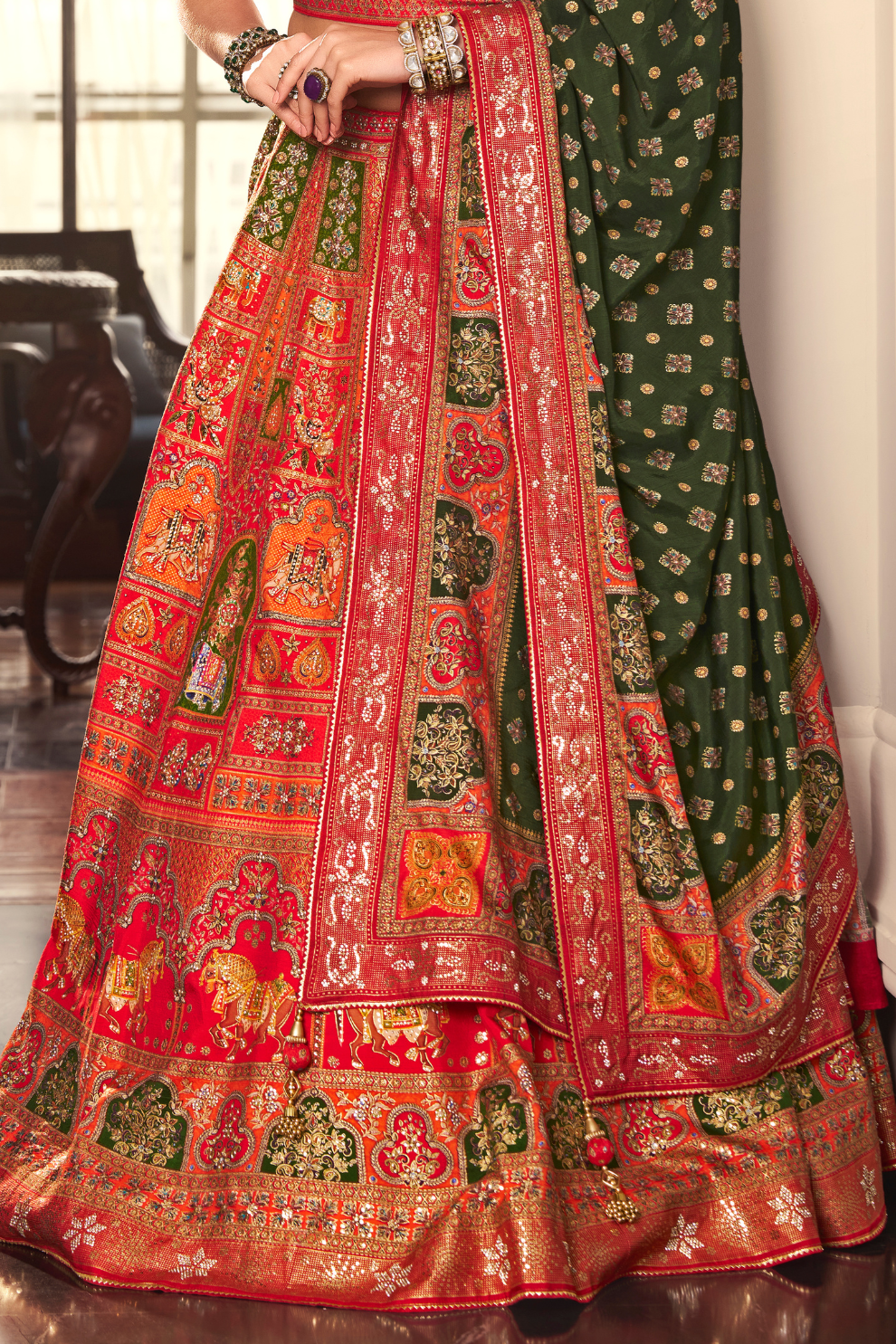 Reverie Banarasi Silk Lehenga with Exquisite Embroidery - LaVante Fashion