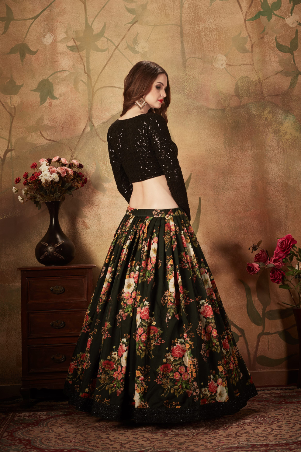 Breath-taking Floral Printed Organza Lehenga for Bridal Wear