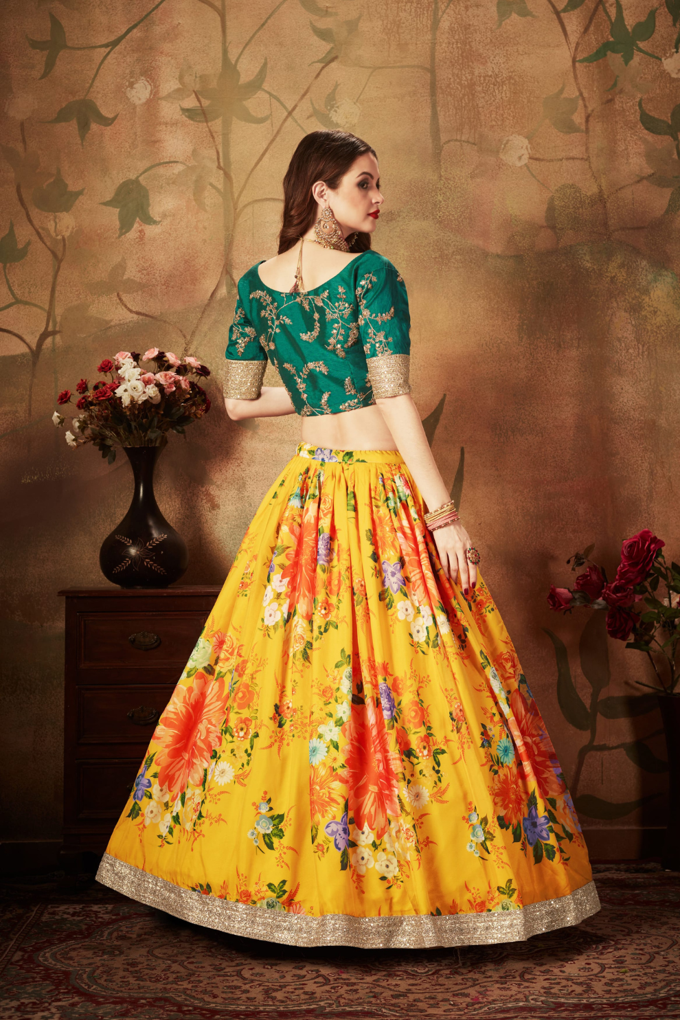 Breath-taking Floral Printed Organza Lehenga for Bridal Wear