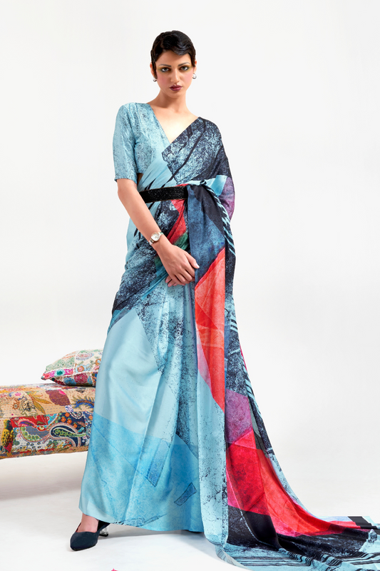 Casual Wear Satin Silk Saree with Smooth Finish