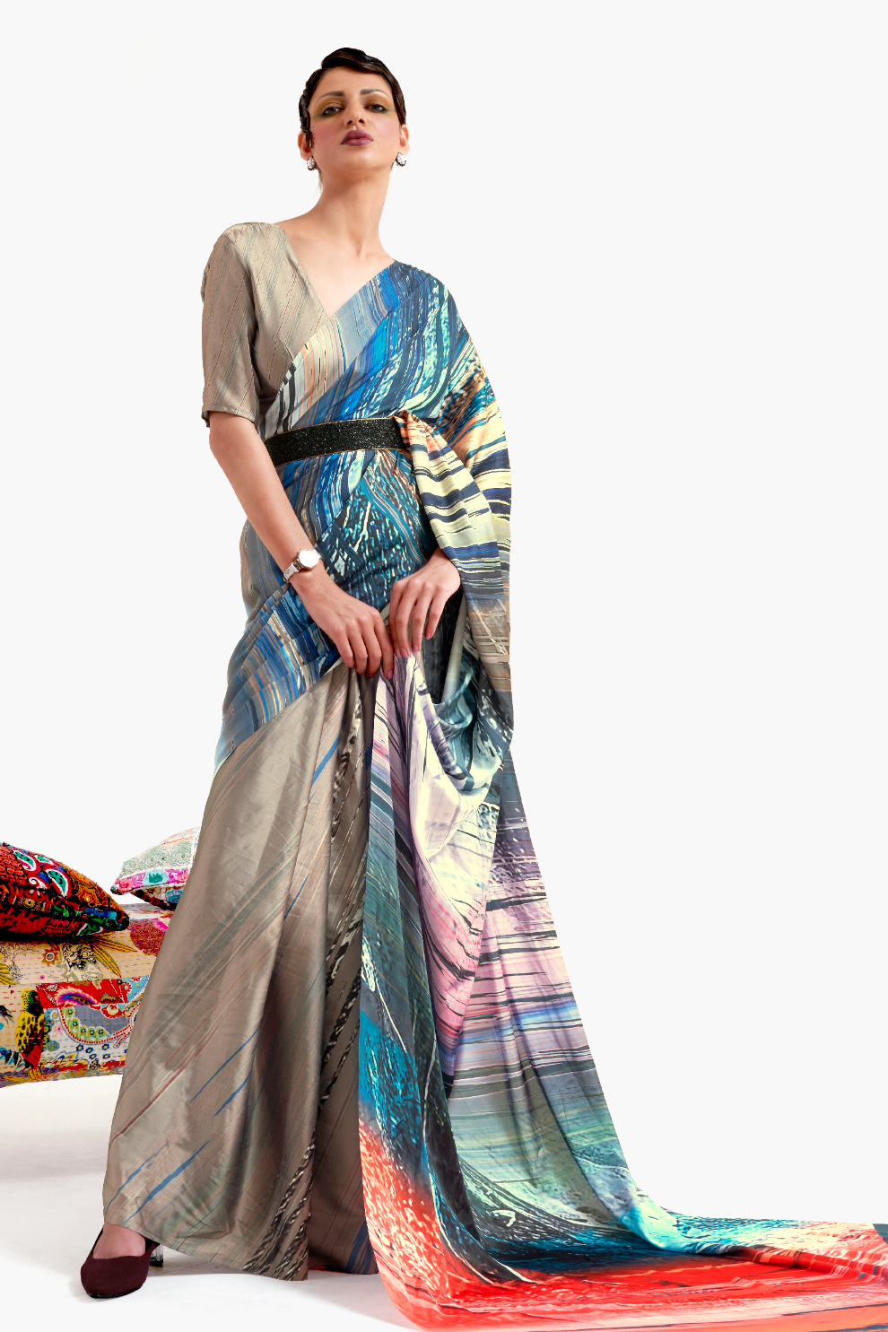 Casual Wear Satin Silk Saree with Smooth Finish