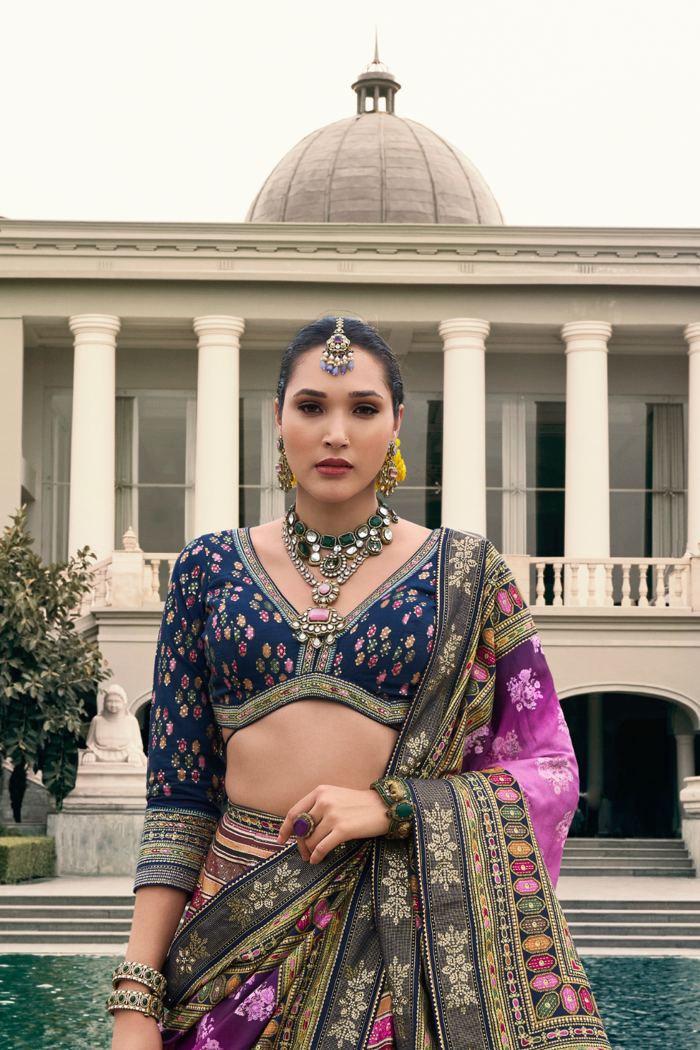 Lehenga Choli de seda de diseñador en color azul turquesa, lista para usar, con brillo y detalles de espejo