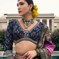 Lehenga Choli de seda de diseñador en color azul turquesa, lista para usar, con brillo y detalles de espejo
