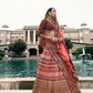 Lehenga Choli de seda de diseñador en color azul turquesa, lista para usar, con brillo y detalles de espejo