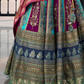 Lehenga Choli de seda de diseñador en color azul turquesa, lista para usar, con brillo y detalles de espejo