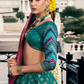 Lehenga Choli de seda de diseñador en color azul turquesa, lista para usar, con brillo y detalles de espejo