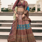 Lehenga Choli de seda de diseñador en color azul turquesa, lista para usar, con brillo y detalles de espejo