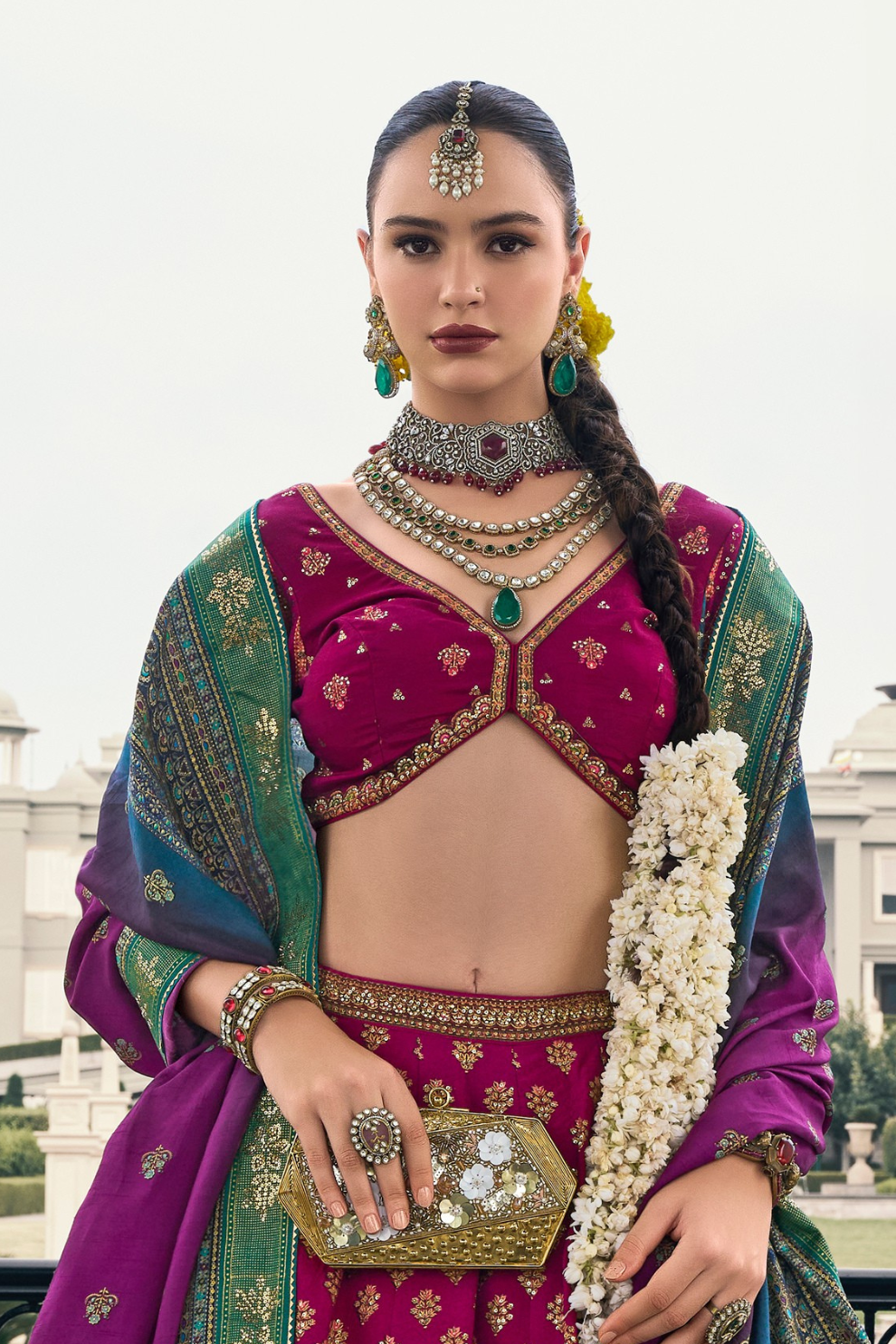 Lehenga Choli de seda de diseñador en color azul turquesa, lista para usar, con brillo y detalles de espejo