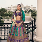 Lehenga Choli de seda de diseñador en color azul turquesa, lista para usar, con brillo y detalles de espejo