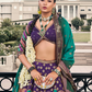 Lehenga Choli de seda de diseñador en color azul turquesa, lista para usar, con brillo y detalles de espejo