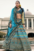 Lehenga Choli de seda de diseñador en color azul turquesa, lista para usar, con brillo y detalles de espejo