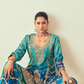 Lehenga Choli de seda de diseñador en color azul turquesa, lista para usar, con brillo y detalles de espejo
