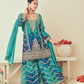 Lehenga Choli de seda de diseñador en color azul turquesa, lista para usar, con brillo y detalles de espejo