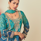 Lehenga Choli de seda de diseñador en color azul turquesa, lista para usar, con brillo y detalles de espejo