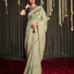 Elegance Embroidered Organza Silk Ensemble with Delicate Detailing
