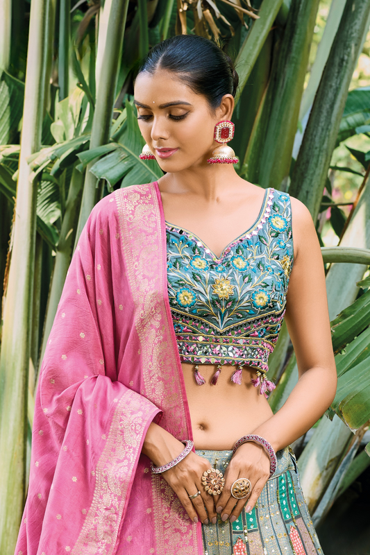 Grand Silk Bridal Lehenga with Detailed Hand Embroidery