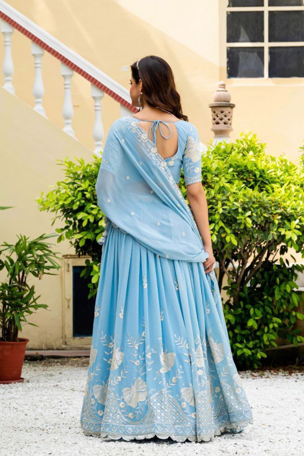 Beautiful Embroidered Faux Georgette Lehenga Choli Set