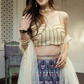 Delicate Floral Print Organza Lehenga Choli in Flared Style