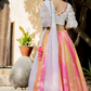 Delicate Floral Print Organza Lehenga Choli in Flared Style