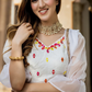 Delicate Floral Print Organza Lehenga Choli in Flared Style